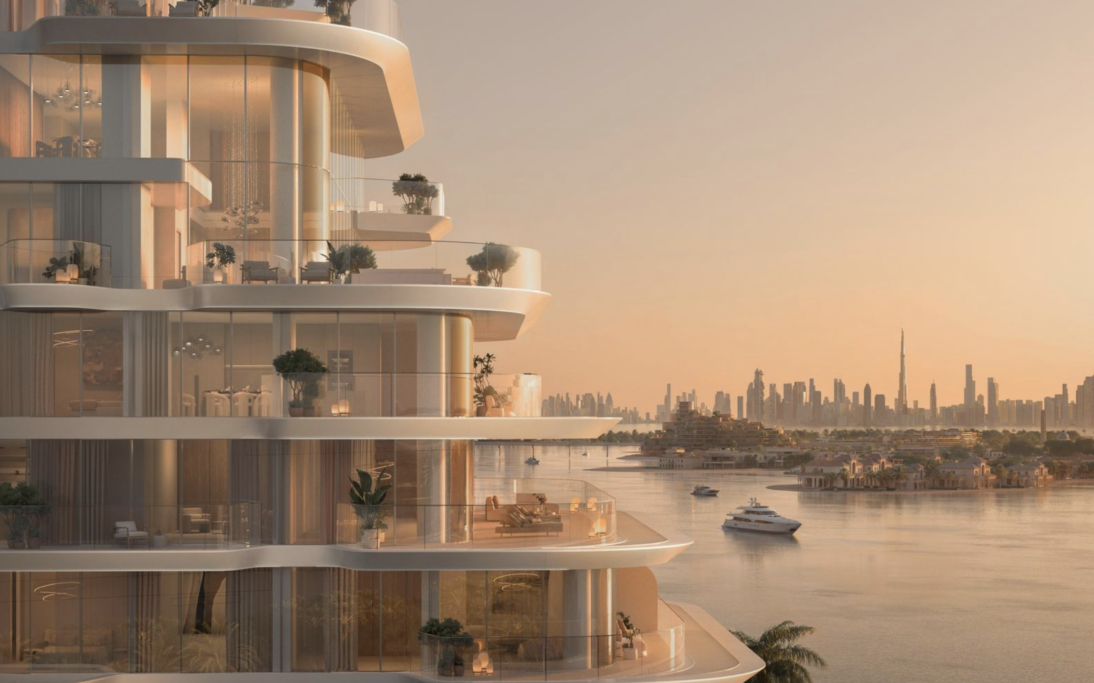 Private balcony with Dubai skyline view